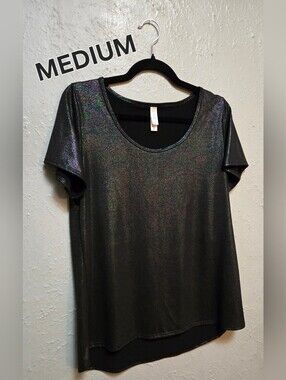 LuLaRoe Sparkle/Metallic Black Classic Tee ~ Size Medium
